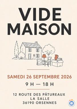 Image Vide maison - Orsenne - Samedi 26 septembre 2026 (photo 1)