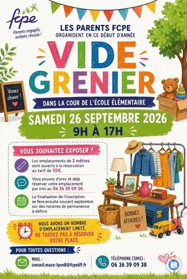 Image Vide Grenier de l’école Jean Macé Lyon 8eme (organisée par les parents FCPE) (photo 1)