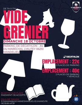 Image L'AS Cannes Mandelieu Handball organise un VIDE-GRENIER ouvert à tous 🛍️ (photo 1)