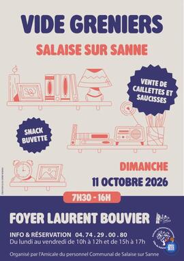Image Vide greniers le dimanche 11 octobre 2026 intérieur et extérieur (photo 1)