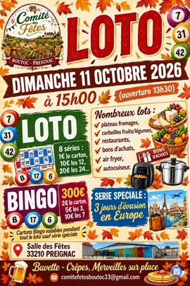 Image LOTO D'AUTOMNE DU COMITE DES FETES DE BOUTOC PREIGNAC (photo 1)