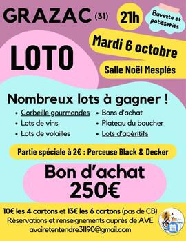 Image Loto A.V.E à Grazac du 6 octobre 2026 (photo 1)