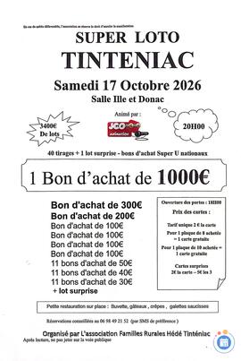 Image Super loto Familles Rurales Hédé Tinténiac avec JCO (photo 1)