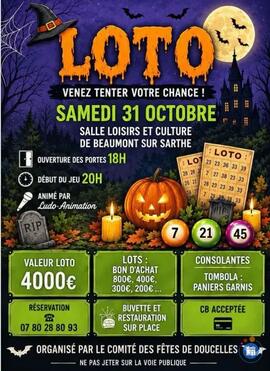 Image loto D'HALOUINE organise par le comité des fête de Doucelles anime par ludo (photo 1)
