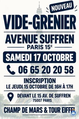 Image NOUVEAU À PARIS 15ᵉ VIDE-GRENIER - AVENUE DE SUFFREN TOUR EIFFEL • CHAMP-DE-MARS (photo 1)