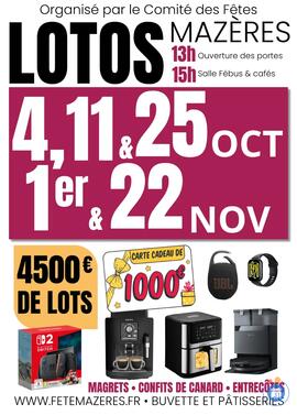 Image Grand Loto du comité des fêtes de Mazères – 4500 € de lots (photo 1)
