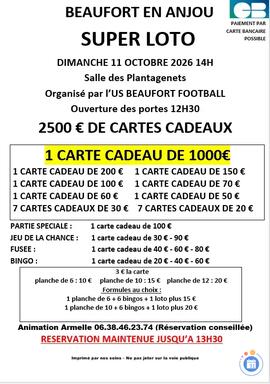Image SUPER LOTO ORGANISE PAR L'US BEAUFORT FOOTBALL (photo 1)