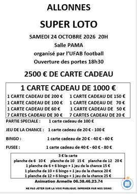 Image SUPER LOTO ORGANISE PAR L'UFAB FOOTBALL (photo 1)