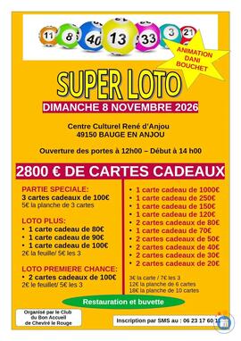 Image SUPER LOTO DOTE DE 2800 € DE CARTES CADEAUX DONT UNE CARTE DE 1000€ (photo 1)