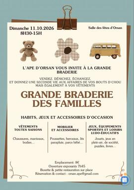 Image Grande braderie des familles - APE d'Orsan (photo 1)