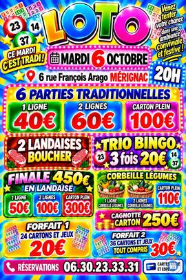 Image Loto forfait tout compris 36 cartons et les jeux cagnotte 200€ (photo 1)
