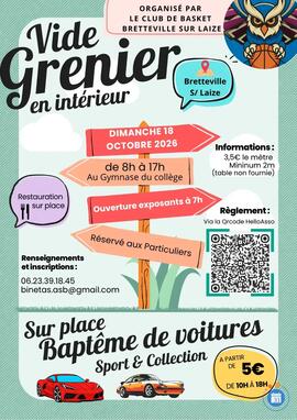 Image Vide grenier en intérieur du club de basket de Bretteville sur Laize (photo 1)