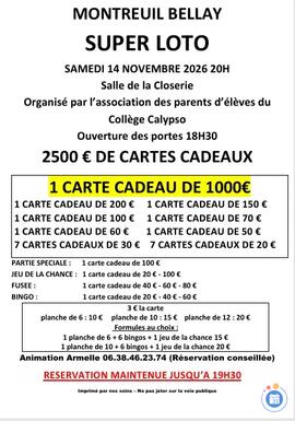 Image SUPER LOTO ORGANISE PAR L'APE DU COLLEGE CALYPSO (photo 1)
