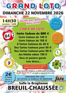 Image GRAND LOTO ANIME PAR AMANDINE RDV LOTO A BREUIL CHAUSSEE (photo 1)