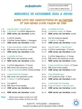 Image AUBAGNAN LOTO EN 44 PARTIES ET SON BINGO (photo 1)