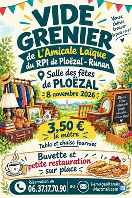 Image Vide grenier de l'Amicale Laïque du RPI de ploëzal- Runan (photo 1)