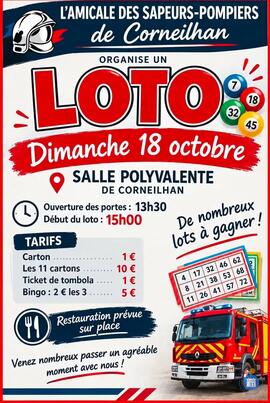 Image Loto organisé par L'AMICALE DES SAPEURS POMPIERS de CORNEILHAN (photo 1)