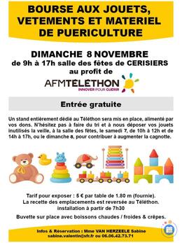 Image Bourse aux jouets, vêtements, puériculture profit Téléthon (photo 1)