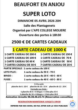 Image Super loto organisé par L'APE COLLEGE MOLIERE (photo 1)
