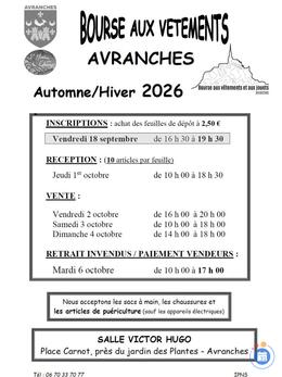 Image Bourse aux vêtements d'Avranches Automne-Hiver 2026 (photo 1)