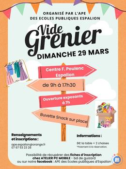 Image Vide-greniers de l'APE des Ecoles Publiques d'Espalion (photo 1)