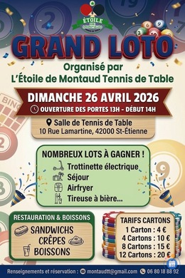 Image Loto Etoile de Montaud Tennis de Table Dimanche 26 Avril (photo 1)