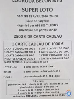 Image Super loto organise par ape les tilleuls (photo 1)