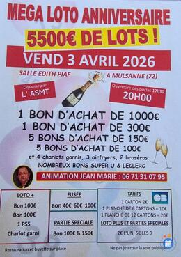 Image LOTO Anniversaire organise par ASMT ANIME PAR JEAN MARIE (photo 1)
