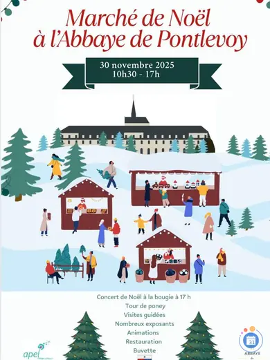 Affiche Marché de Noël 3 e édition à l' Abbaye de Pontlevoy