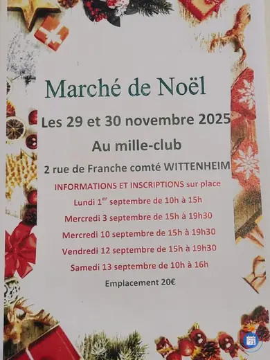 Affiche Marché de Noël du Mille Club Jeune-Bois