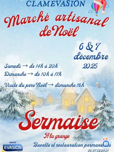Affiche Marché artisanal de Noël Clamévasion 2025
