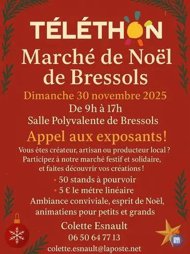 Affiche Marché de Noël au profit dû Telethon à Bressols