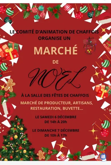 Affiche Marché de Noêl artisanal à Chaffois 25300