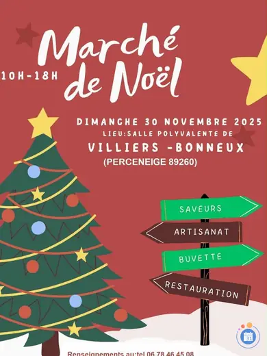 Affiche marché de noel, des saveurs et de l'artisanat de perceneige