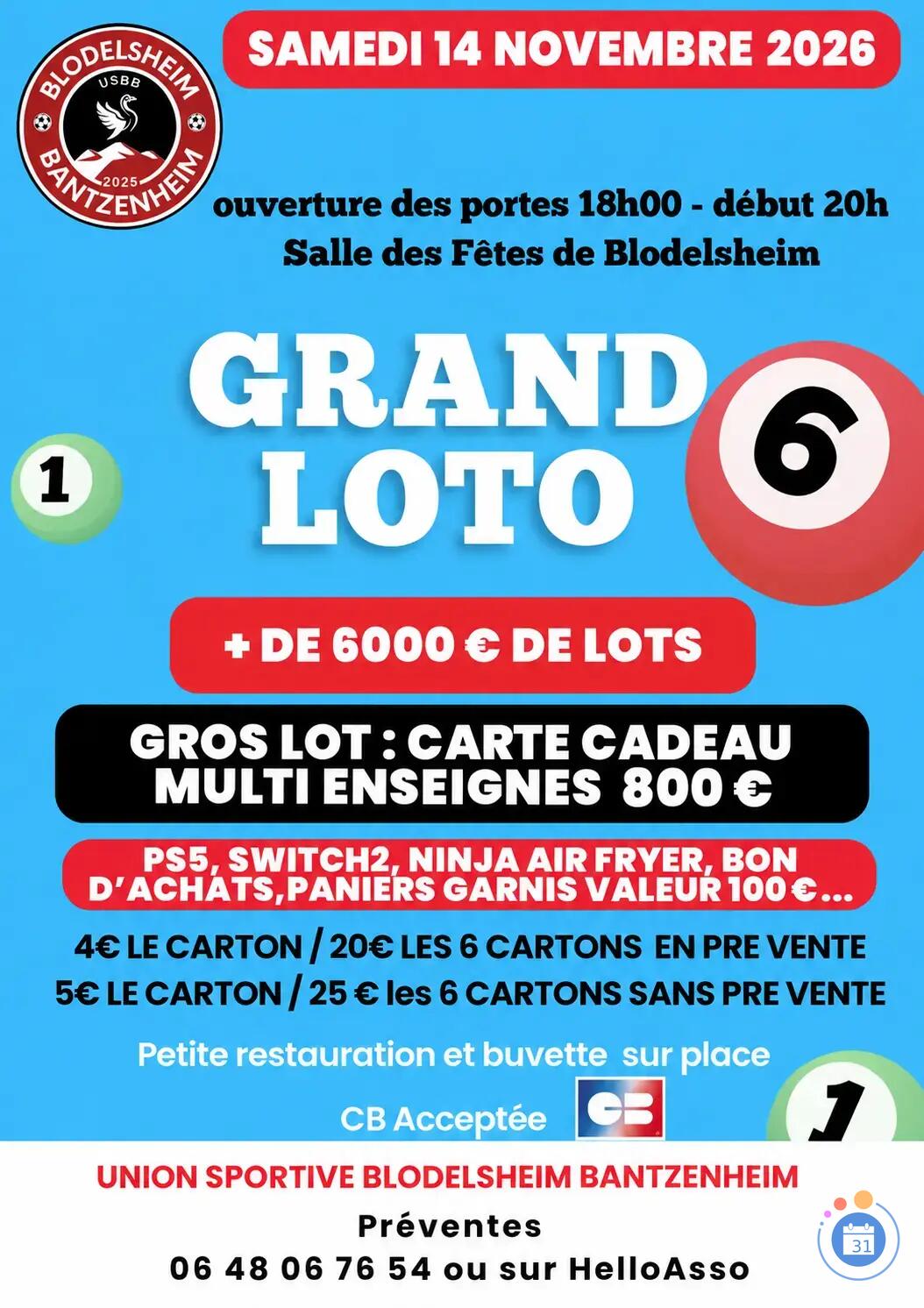 Image Grand loto de l'US Blodelsheim Bantzenheim (photo 1)