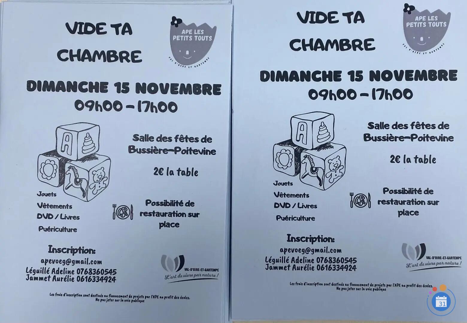 Image Vide ta chambre « APE les petits touts » (photo 1)