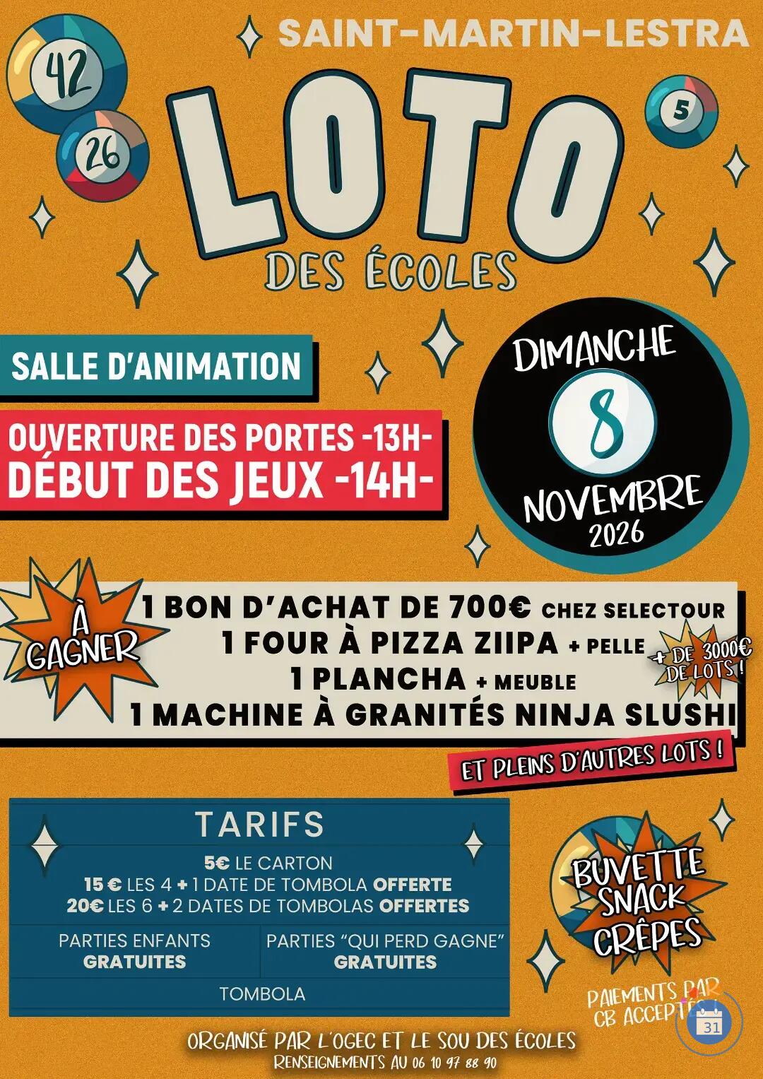 Image LOTO DES ECOLES DE ST MARTIN LESTRA (photo 1)