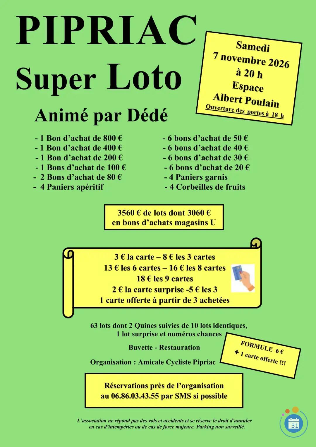 Image Super loto de l'Amicale Cycliste de Pipriac (photo 1)