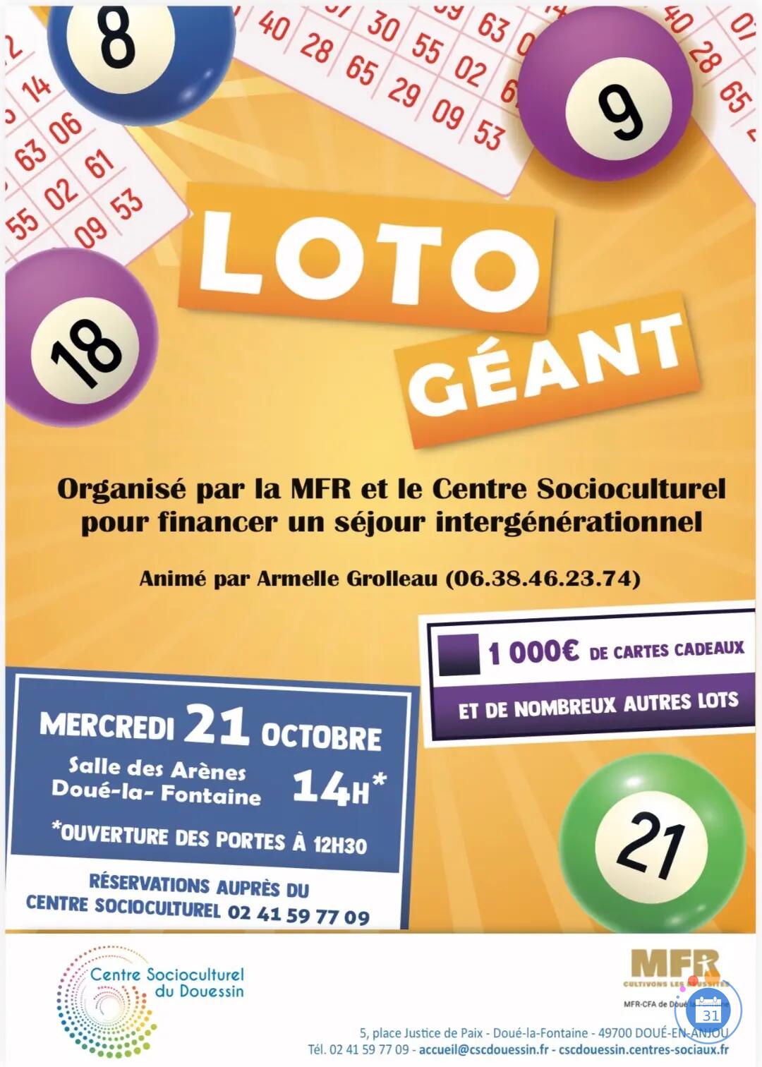 Image Super loto organisé par la mfr et le centre socioculturel de doué la fontaine (photo 1)