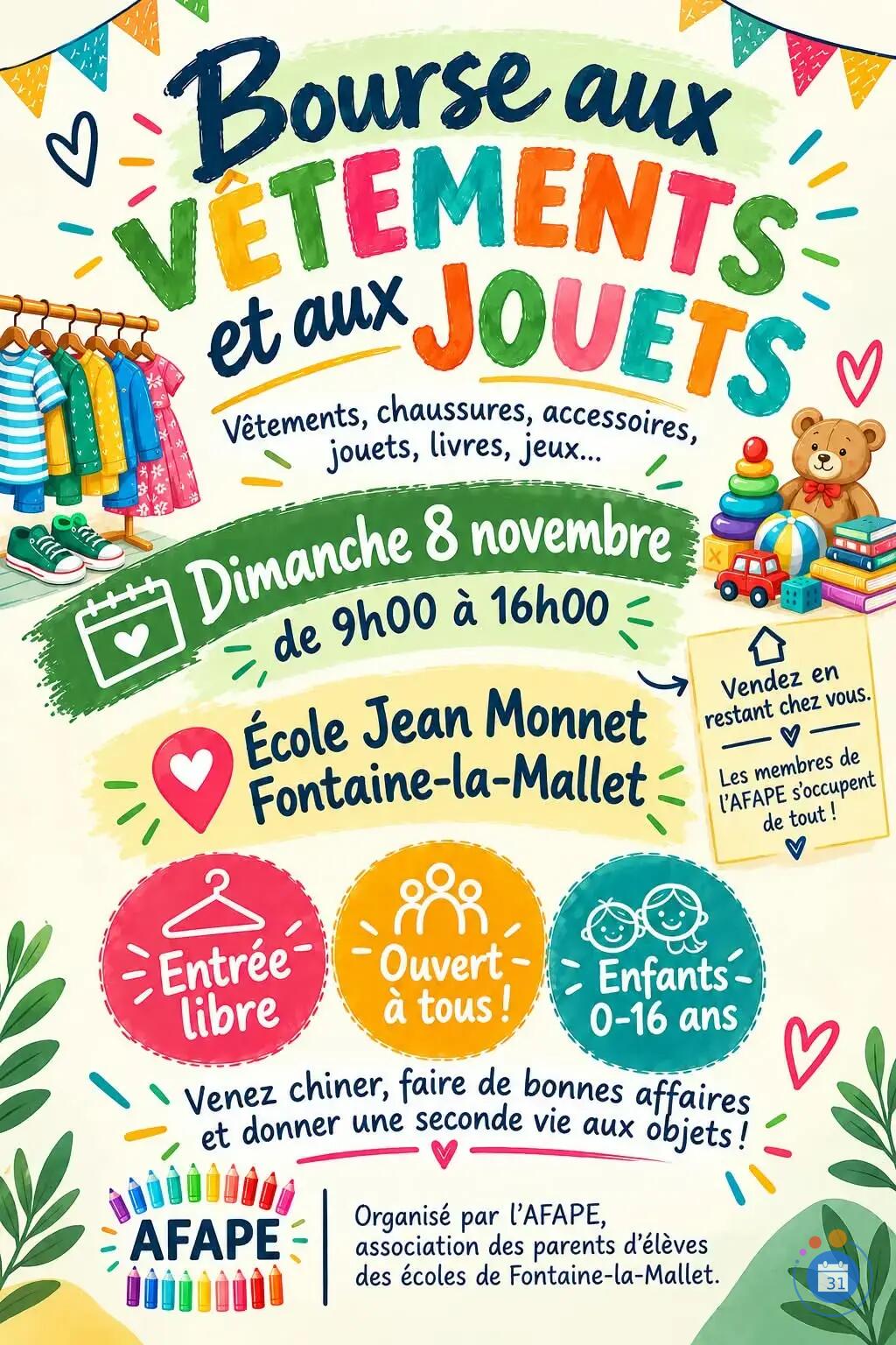 Image Bourse aux vêtements, jouet et puériculture de l'AFAPE (photo 1)