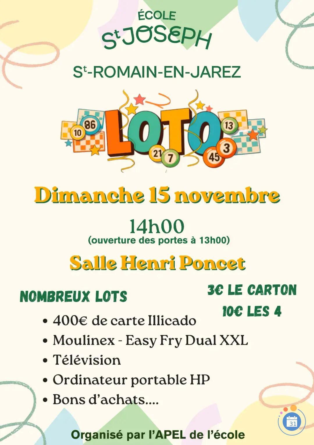 Image Loto école St Joseph St Romain en Jarez (photo 1)