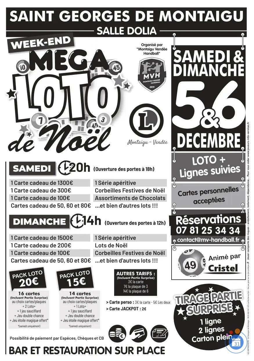 Image MÉGA LOTO à SAINT GEORGES DE MONTAIGU : ASSOCIATION MVH : ANIMATION 