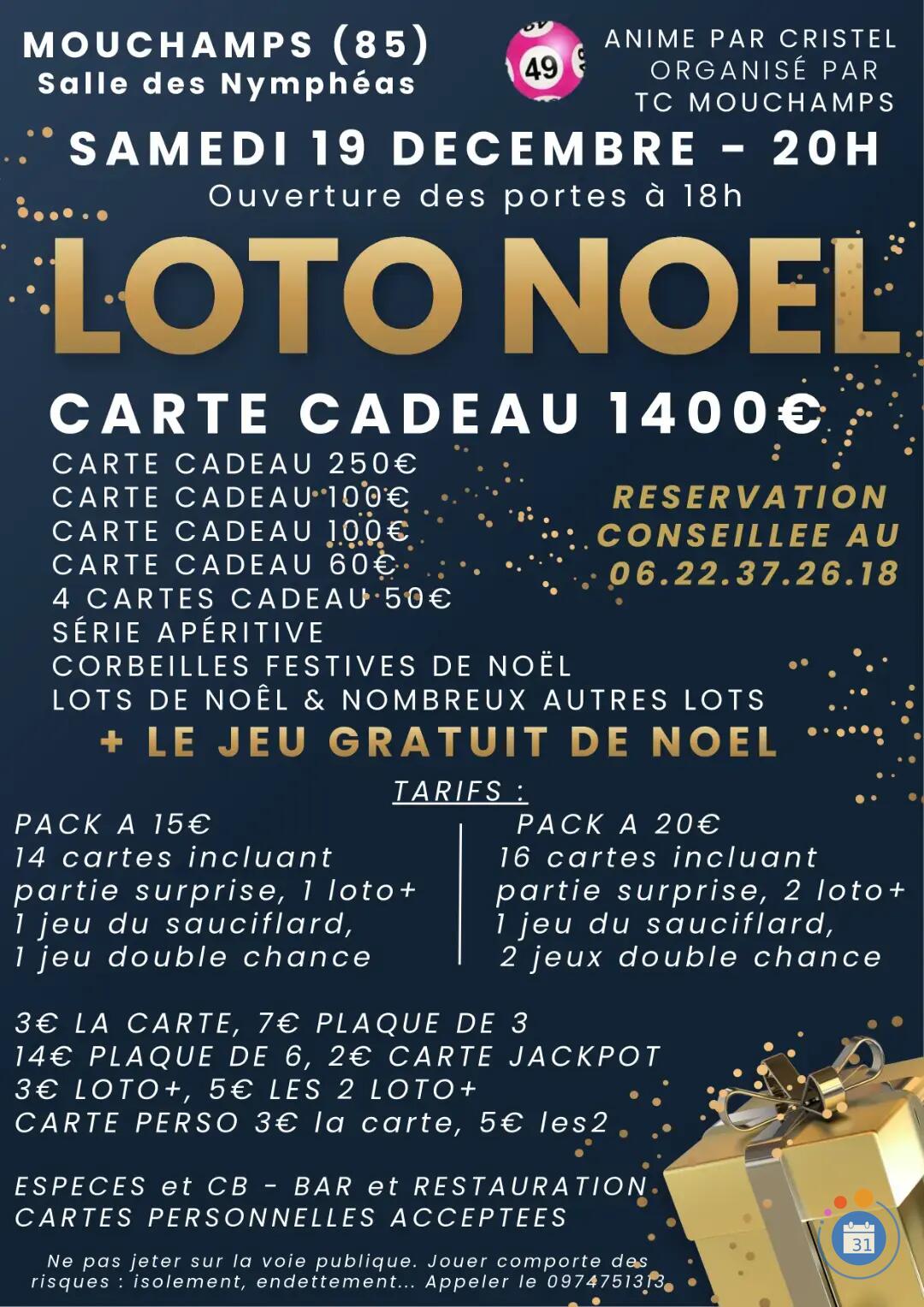 Image MÉGA LOTO / ASSOCIATION TENNIS CLUB MOUCHAMPS / ANIMATION 