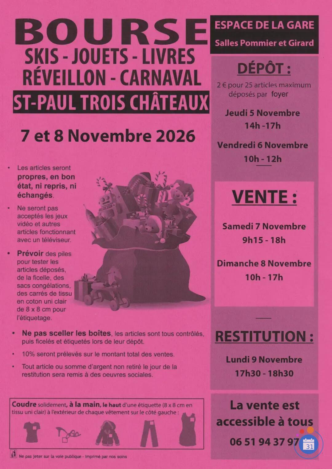 Image BOURSE SKIS- JOUETS-LIVRES-REVEILLON-CARNAVAL (photo 1)