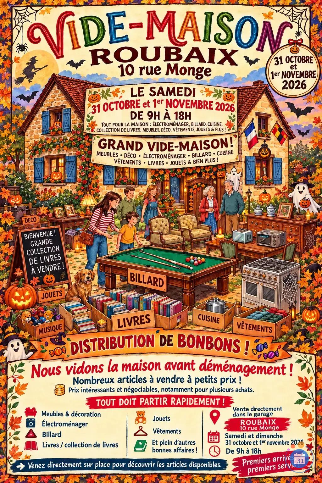 Image VIDE MAISON spécial halloween! AVANT DEMENAGEMENT tout doit disparaitre! (photo 1)