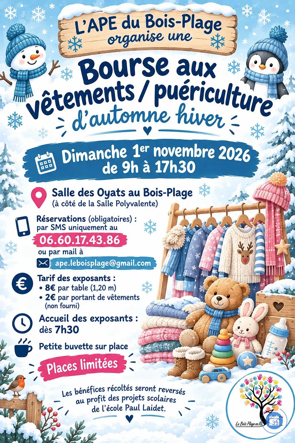 Image Bourse aux vêtements / jouets et articles de puériculture - APE du Bois-Plage (photo 1)