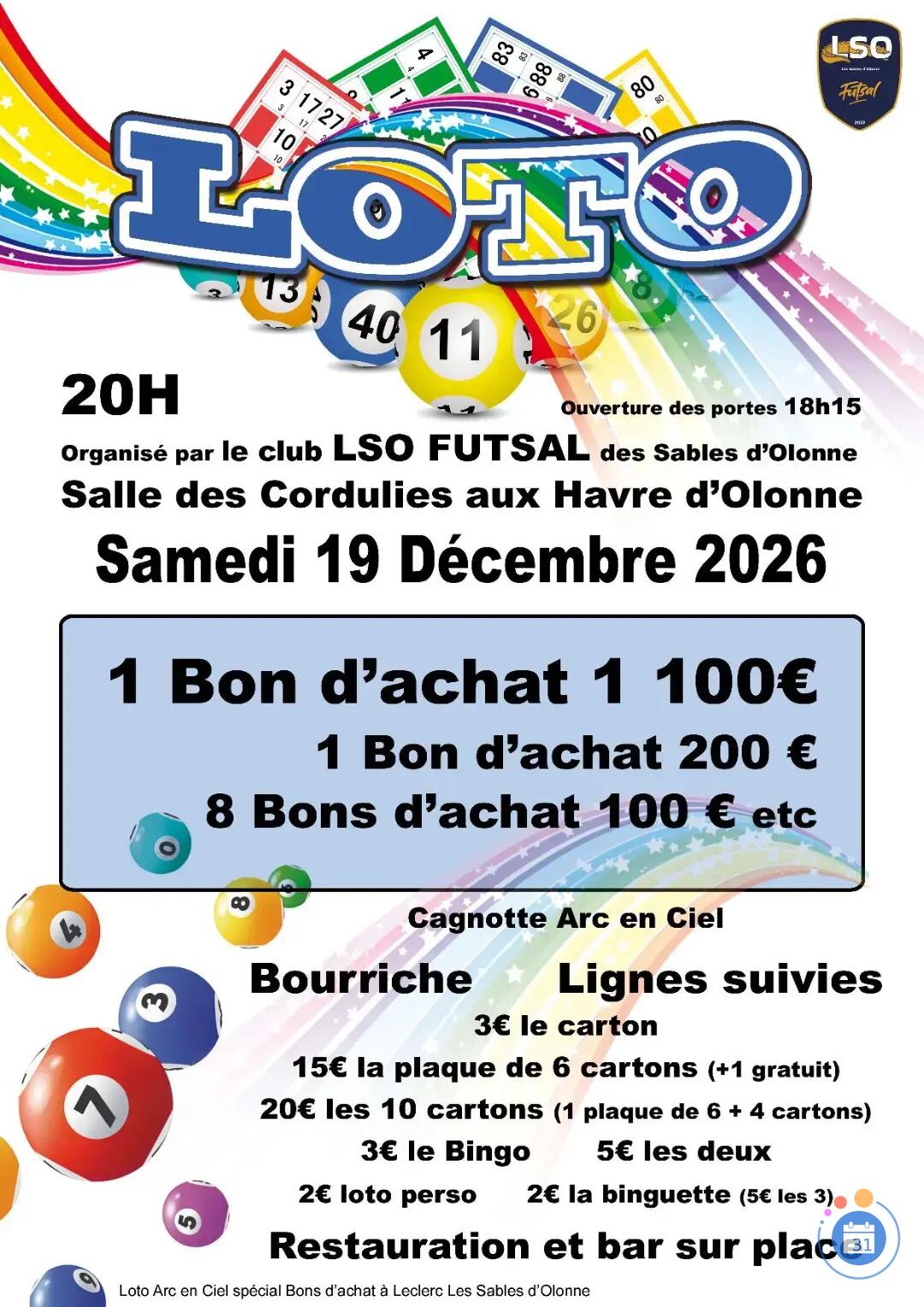 Image Loto Arc En Ciel au profit du LSO Futsal (photo 1)