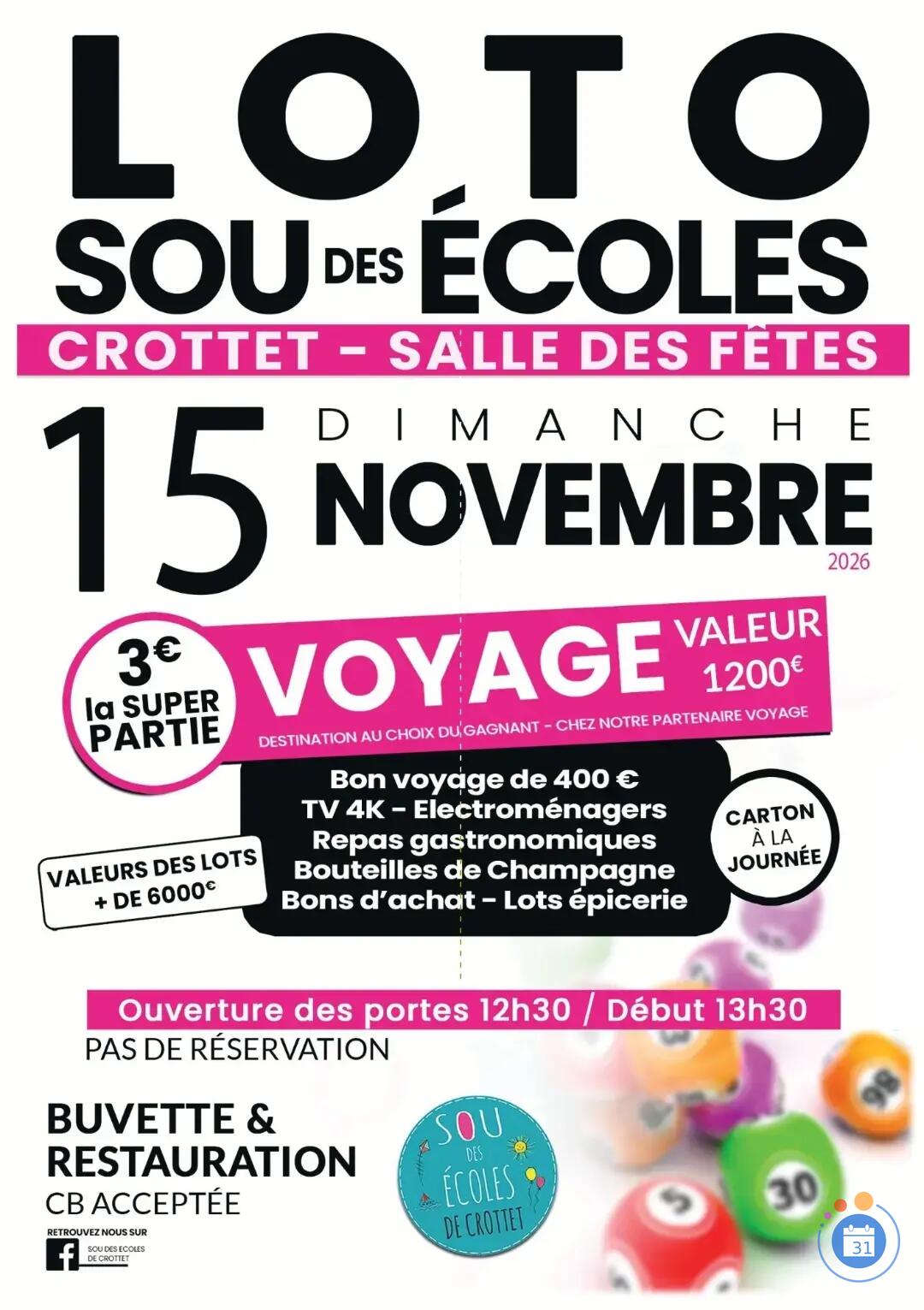 Image Loto du Sou des Ecoles de Crottet (photo 1)
