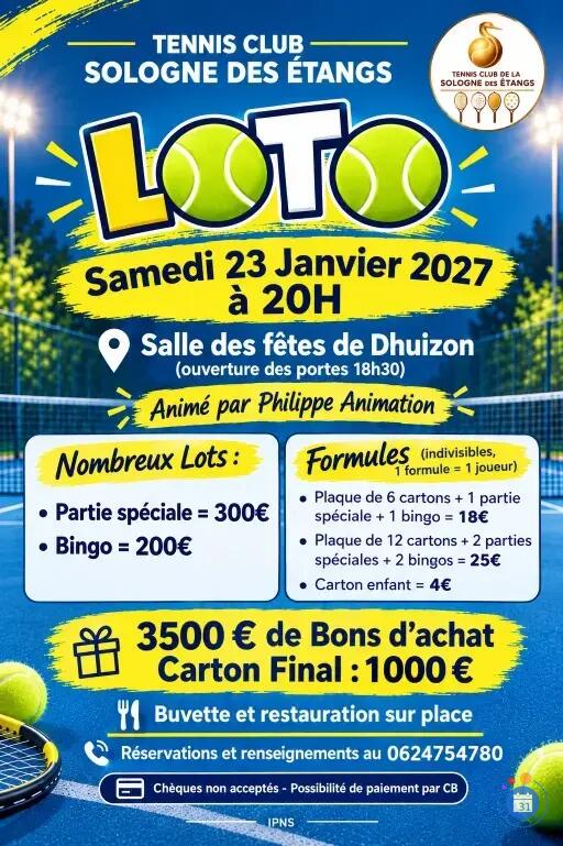Image SUPER LOTO TENNIS SOLOGNE DES ETANGS ANIME PAR PHILIPPE ANIMATION (photo 1)