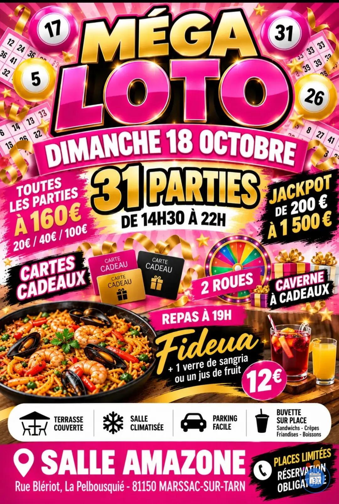 Image Super méga loto loto salle l amazone 31parties 14 h30 (photo 1)